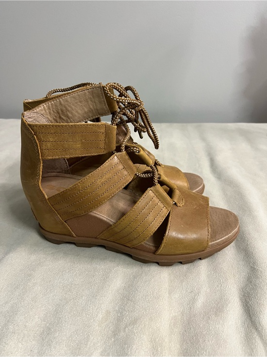 Sorel Shoes - 🤎 SOREL Joanie Lace Gladiator Sandals Leather Lace-Up Wedge Sandals Size 10
